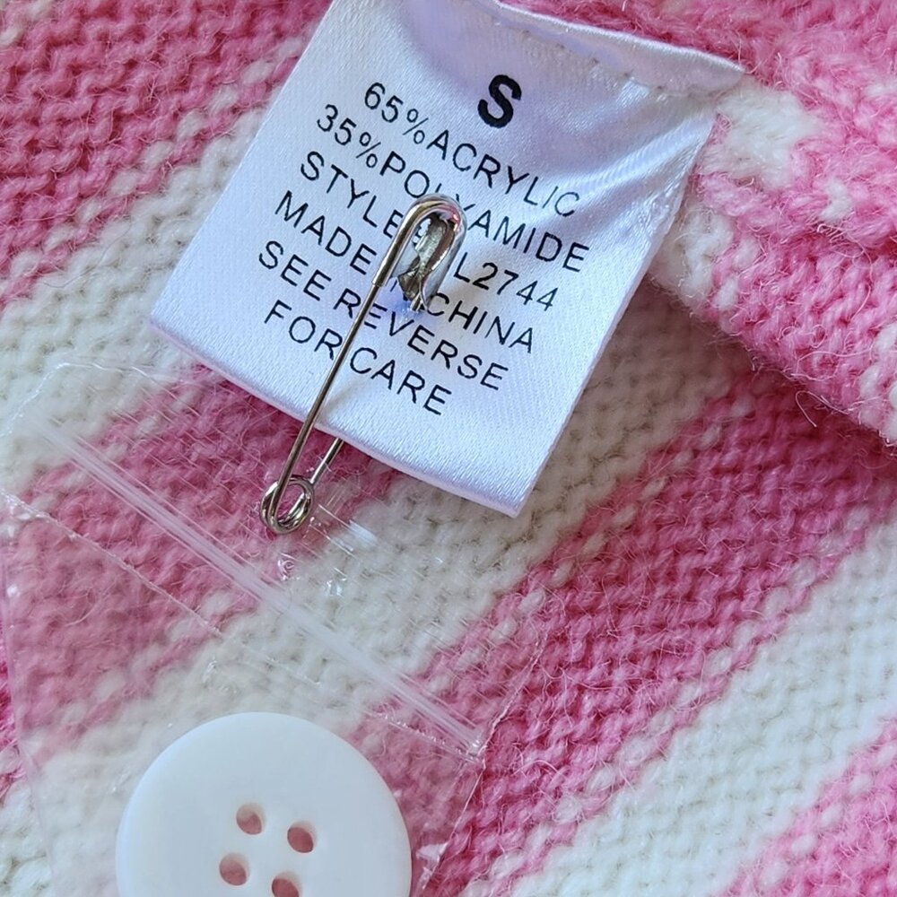 Pink Lily Striped Button-Front Cardigan Sweater Preppy Coastal Beachy Soft Cozy - Picture 5 of 8